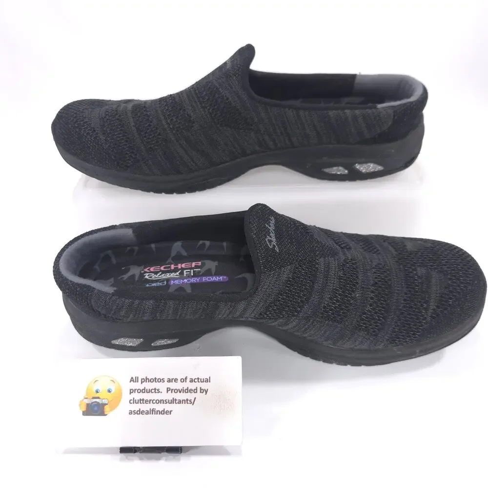 Skechers Relaxed Fit Slip On Walking Shoe Womens Size 7.5 44915 Black